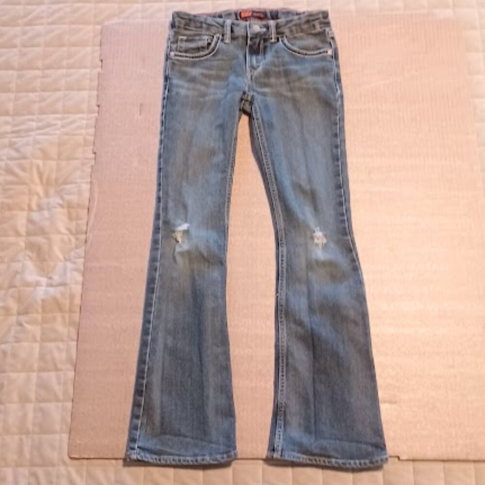 Levi Strauss Boot cut girls blue jeans Size 10 Reg with adjustable waist straps